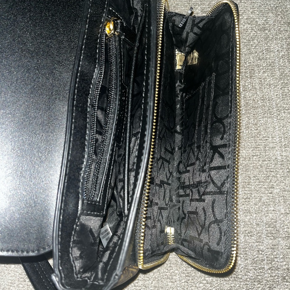 New with Imperfections! Calvin Klein Black, Off White, and Brown Purse - Picture 4 of 10